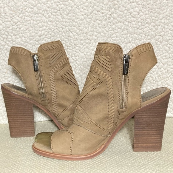 Vince Camaro Women's Taupe Leather Karinta Open Toe Booties Shoes SZ US 10 - Picture 7 of 10